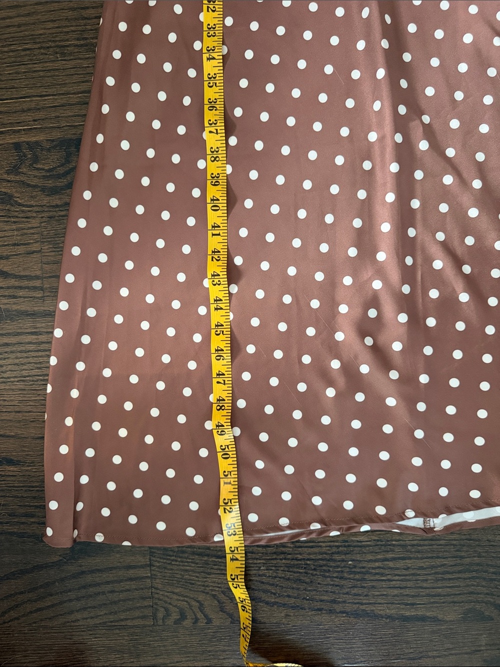 Brown Polka Dot Cowl Neck Midi Dress - Picture 13 of 15